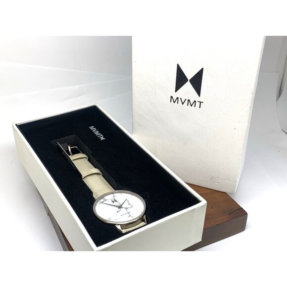 MVMT Women\'s Watch MB01-Tima Quartz White Gray Marble Dial Leather Band 38mm main image 12